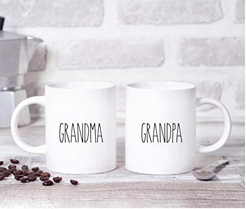 ANAZ Pressione simples Fazenda de fazenda rústica outono Autumn Kitchen Decor 11oz. Presente de avós de caneca de chá de café em cerâmica, vovó avó, 2 pacote, inclui caixa de presente, ideias de presente de Natal de aniversário