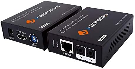 J-Tech Digital HDMI Extender por um único gato 5e/6/7 até 200 pés com duplo IR e EDID Support DTS, Dolby, LPCM com HDMI