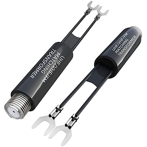 Goupchn Matching Transformer 2 Pacote níquel banhado de 75 ohm a 300 ohm UHF/VHF/FM Adaptador de conversor com soquete