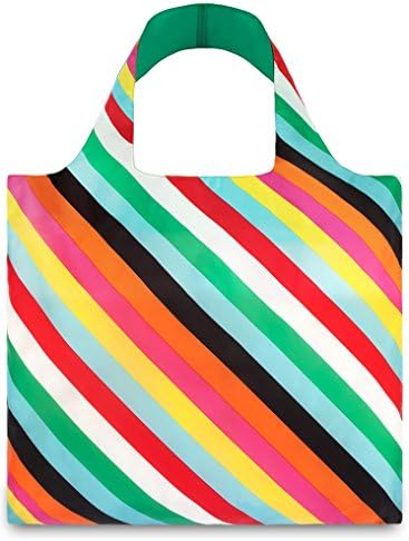 Saco de compras reutilizáveis ​​de listras pop loqi, multicolor