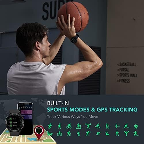 SKG V9C Smart Watch for Men Mulher, smartwatch com GPS para Android & iPhone, rastreador de fitness com freqüência cardíaca, SPO2,