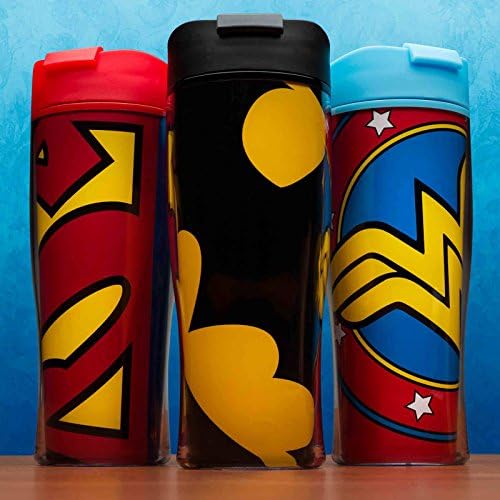 Zak! Projeta caneca de viagem isolada com gráficos clássicos do Super-Homem, à prova de derramamentos, plástico sem BPA,