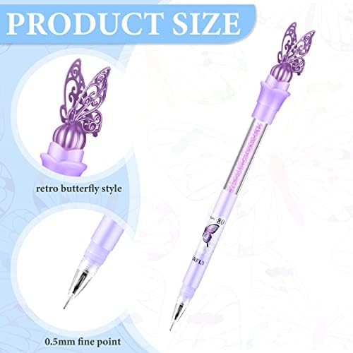 Canetas de borboleta, canetas de strass em bling, canetas de cristal de glitter com borboleta por cima, canetas de tinta preta para escolar