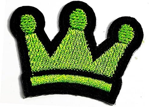 Raro patch mini reis coroa ferro verde em costura em adesivos de remendo desenho animado apliques diny artesanato decorativo