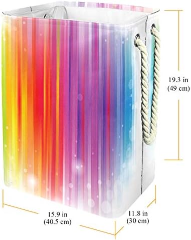 Restre a roupa abstrata aquarela colorida arco -íris colorida cesta de armazenamento de lavanderia com alças destacáveis ​​bem