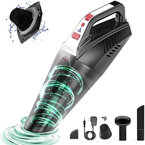 Hihhy handheld-vacuum sem cordão sem carros de carros por portátil portátil portátil-sucção de alta potência com carga rápida, mini-vac 1,6 lb, 9 pó de filtro extra para casa para casa, carro e pêlos de estimação