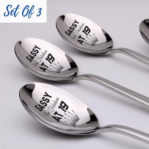 Sassy Fabulous, 19 anos, 19 anos, nascido em 2002 2003 8 ICNH Coffee Spoon | Conjunto de 3 colher de sobremesa