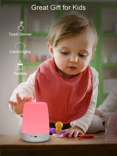 Yydskit Night Light for Kids Baby Nursery 200hrs Recarregável toque 3dim de 5color trocando lâmpada 3timers portátil