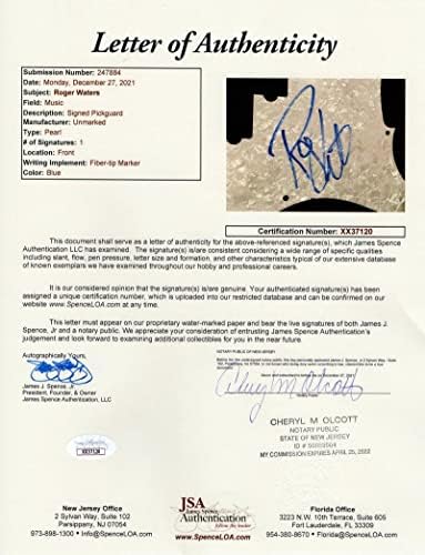 Roger Waters assinou autógrafo em tamanho grande White Fender Electric Bass Guitar F W/ James Spence JSA Carta de Autenticidade