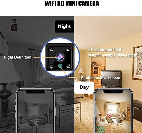 Zunate WiFi 1080p HD Mini Camera, Wireless Remote Live Video Motion Detecção Ir Night Home Security Monitor, câmera