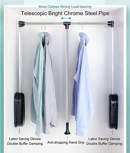 OUSS puxe para baixo o trilho de guarda-roupa extensível, amplo ajustável: 510-660mm, 660-890mm, 890-1210mm Roupas de roupas