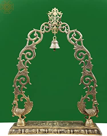 Índia Exótica 45 Grande Tusk Peacock Brass Prabhavali com Bell |