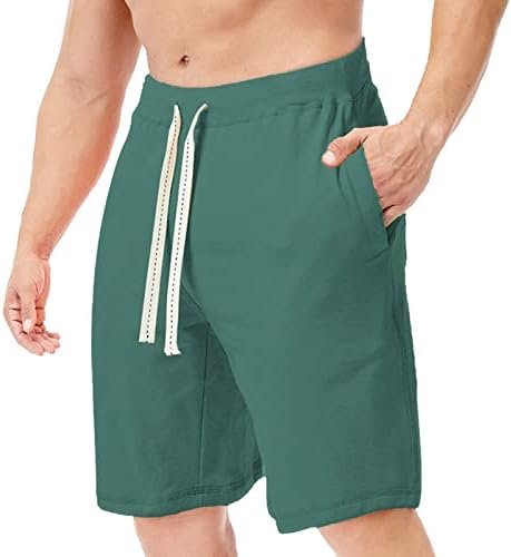 Worpbope masculino shorts de verão masculino de cor sólida e elástico de linho de algodão com cordão com cordão leve respirável