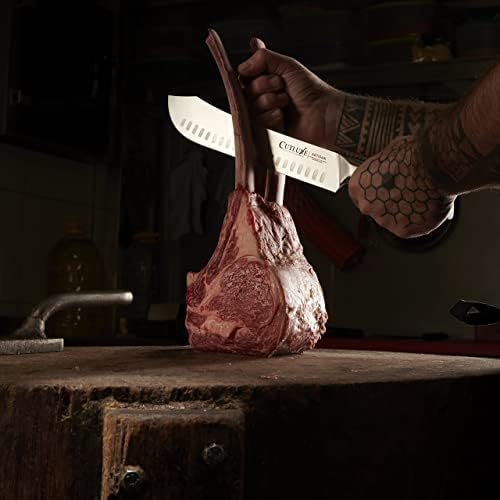 Cutluxe Bullnose Breaking Knife & Sharneding Haste - Aço alemão de alto carbono forjado - Tang completo e Navia Sharp - Design de alça Ergonômica - série artesanal