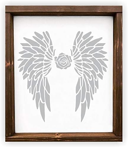 Angel Wings Stêncil para pintura, modelo de artesanato reutilizável, 11 x 11, padrão para sinais de madeira e tela