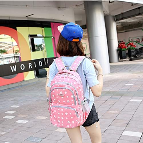 YUNPLAN DOG PAW IMPRESSÕES Backpack Conjuntos para meninas adolescentes, mochilas da escola primária para meninas com lancheira