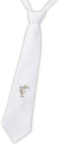 Meninos Primeira Comunhão Santa Comunhão Gold Bordado Cálice Design 14 Algodão Branco Ajuste Vestido Pescoço Tirada