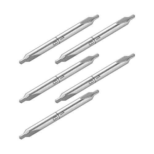 AUNIWAIG 5PCS Center Bits Bits, 1/8 de polegada de alta velocidade de aço de 60 graus ângulo de broca de broca de broca Kit Ferramentas de contagem de contras