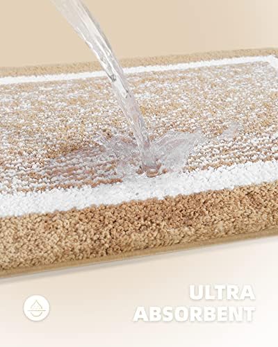 Color G Brown White Banheiro Bather Rug Conjunto de 2 peças, conjunto de tapete de banho absorvente de 2, 20 ”x 29” + 20 ”x 29”