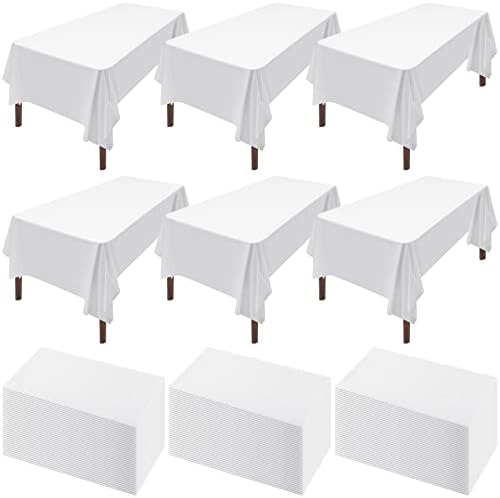 200 PCs Toleta de mesa de plástico branca 54 x 108 polegadas de mesa de plástico Tobles de mesa descartáveis ​​para mesas