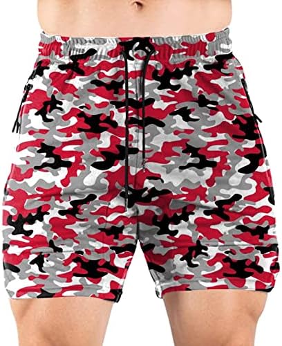 Homens atléticos shorts mensal fitness e uma malha leve de malha respirável calça de camuflagem com shorts pretos