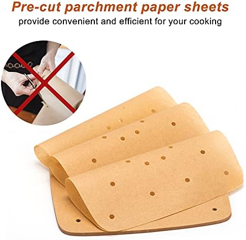 Papel de pergaminho de fritadeira MacOod Air 100 PCs 8,5 polegadas de papel quadrado não branqueado para fritadeiras de ar/assadeira/cozinha/cesta de vapor