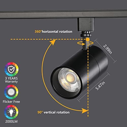 Vanoopee 10 pacote de 3 cores de 20w Cabeças de iluminação de pista diminuídas sem tremer luminárias de faixa LED brilhante