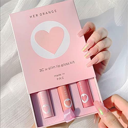 Presente de coração do namorado de três pacote dia de veludo dia rosa conjunto lábio lip garotão nude rosa tinta