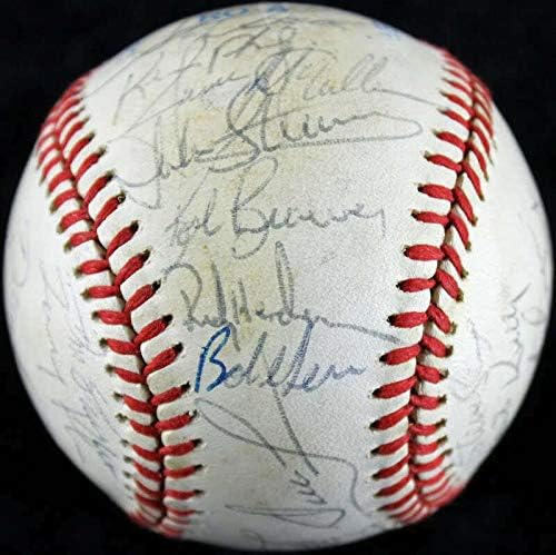 1989 A equipe dos Yankees assinou o OML Baseball Henderson Mattingly +27 JSA X26506 - Bolalls autografados