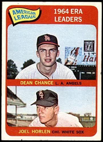 1965 TOPPS # 7 AL ERA LIDERANDOS DEAN CHANCE/JOEL HORLEN ANGELS/WHITE SOX EX+ ANGELS/WHITE SOX