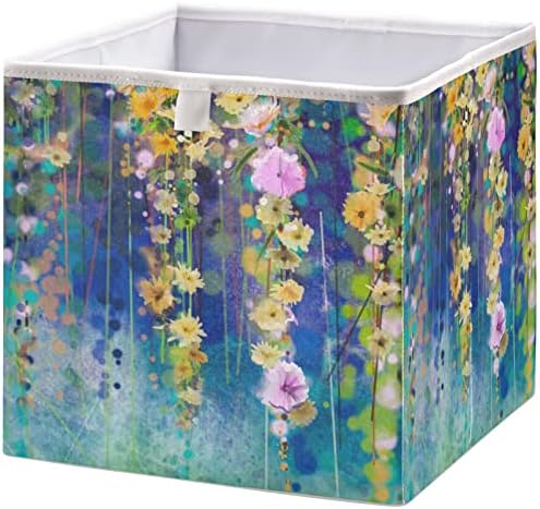 VISESUNNY Cascas de armário Pintura a óleo Ivy Bins de armazenamento de flores Cestas de tecido para organizar caixas de cubos de