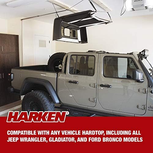 HARKEN-Hardtop Overhead Garage Storage Grãista para Jeep Wrangler e Ford Bronco, Sistema Anti-Dropo Seguro, Operação Fácil de uma pessoa, Organização de Garagem Smart,