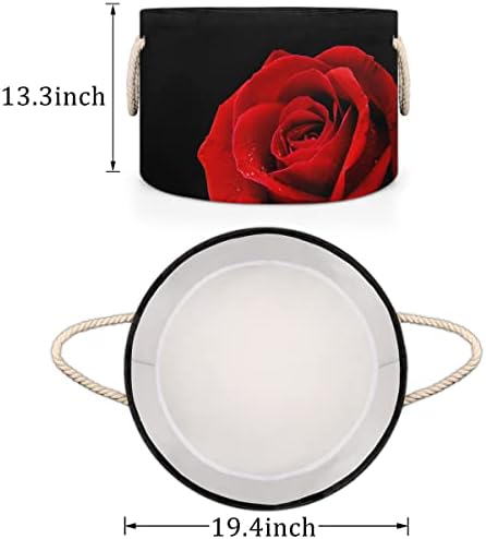 Valentine Flower Rosece grandes cestas redondas para cestas de lavanderia de armazenamento com alças de armazenamento de cobertores cestas para caixas de prateleiras para o banheiro para organizar o cesto de berçário menino menino