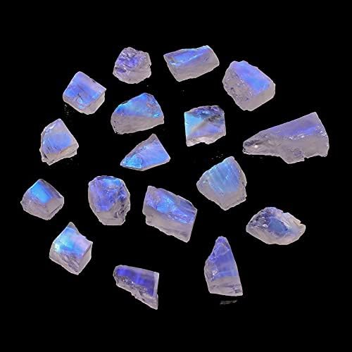 Dazzlegems azul arco -íris Moonstone Raw Gemstone Lot, fatia solta da pedra de lua para jóias DIY Fazendo suprimentos