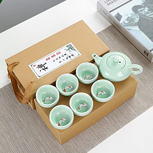 Kung fu chá celadon copo de peixe de cerâmica conjunto de chá de chá de chá de chá novas idéias.