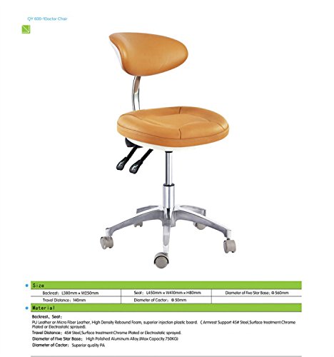 Yohoso portátil PU Cadeira de couro PU Cadeira Doctor Doctor Cadeira móvel Ajuste Altura Ajuste Concavado Design 600-1-PU
