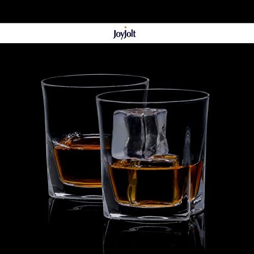 Joyjolt Luna Crystal Whisky óculos, vidro de uísque à moda antiga 10,5 onças, vidro escocês de cristal ultra transparente para bourbon e conjunto de bebidas alcoólicas de 2 copos de cristal