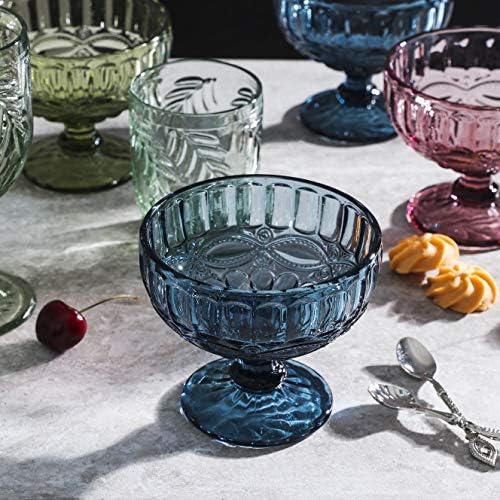 Ushas Housewares Colorido Drina de vidro de vidro Drina de água Padrão de diamante azul cobalto e 12 onças de vidro de vidro Copos de