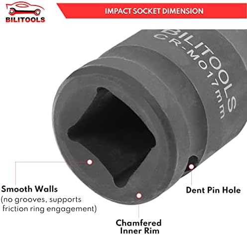 Bilitools 1/2 Drive Deef Exle Nut Feplet Socket Settle Conjunto | 12 Point | Cr-Mo | 14-17-19-30-32-34-35-36 mm