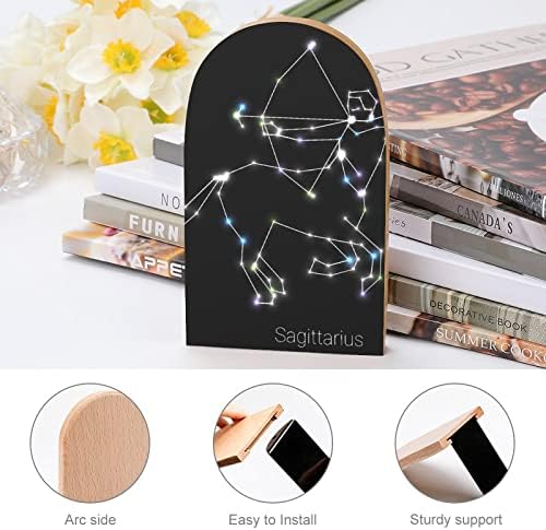 Constellation Sagitário Livro decorativo termina em madeira não esquili os suportes da mesa de mesa de livros