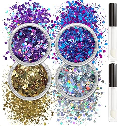 Allstarry Holography Body Glitter Glitter 4 Cores Face cosmético Glitter Face Paint