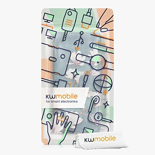 Caixa da carteira Kwmobile Compatível com Motorola Moto E40 - Case Cover de couro Faux - Magnolias taupe/branco/azul cinza