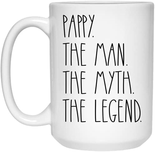 OwingsDesignsperfect papy the Man the Myth The Legend Coffee Caneca - Pappy Rae Dunn Style - Feliz aniversário Pappy - Melhor caneca de café Pappy - Caneca do Dia dos Pais para Pappy 11oz, White