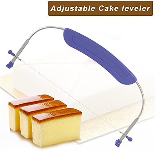 Cortador de bolo ajustável wafjamf, cortador de bolo profissional com fios de aço inoxidável e alça para nivelamento de tops de bolos de camada adequados para bolo de 10 polegadas