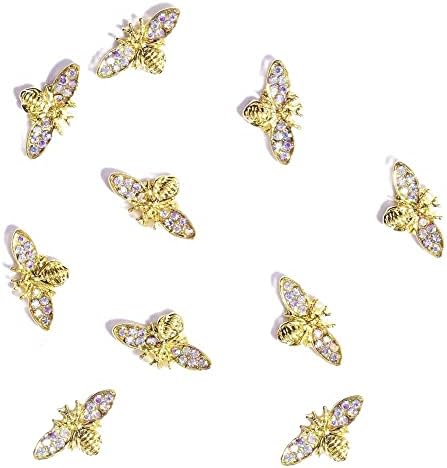 100pcs/lote unhas charme de metal abelha/coroa/aranha cristal strass unhas stones ligas 3d charme de unhas decoração -