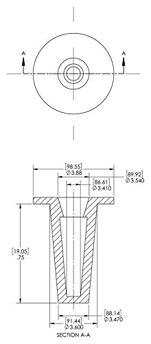 CAPLUGS 99190758 Tampa e plugue cônicos de plástico. T-1050, PE-LD, Cap od 3.41 Plug ID 3.6, vermelho