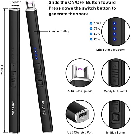 Ilinbobbbq mais leve 2 pacote de vela mais isqueiro elétrico isque mais clara USB com o interruptor de segurança
