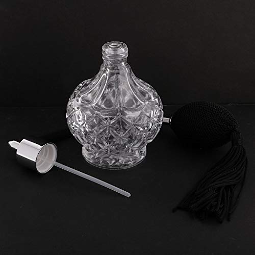 Topxome 80ml de cristal claro estilo vintage garrafa de perfume prata com borlas de pulverização longa com bomba