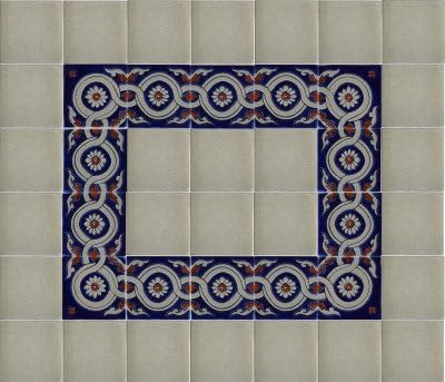 Fine Crafts Imports 4.2x4.2 9 PCs Alhambra Atenas 4B Talavera mexicano Tile