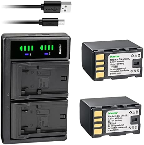 Kastar 4-Pack BN-VF823 Battery and LTD2 USB Charger Replacement for JVC BN-VF808 BN-VF808U BN-VF815 BN-VF815U BN-VF823 BN-VF823U